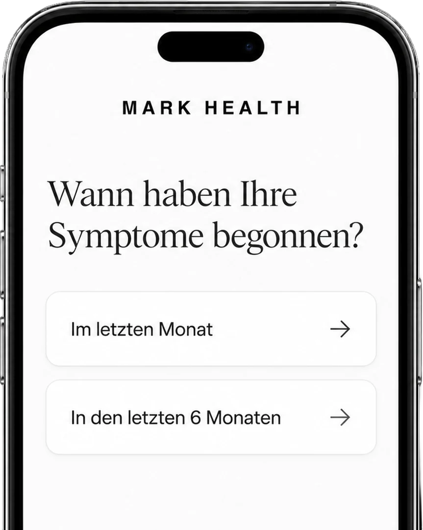 Fragebogen auf dem Telefon: Wann haben Ihre Symptome begonnen?